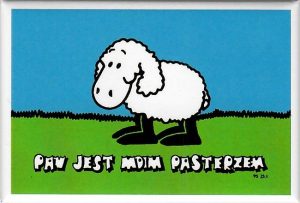 Magnes z tekstem biblijnym: "Pan jest moim pasterzem" - Baranek