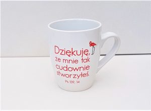 Kubek DZIĘKUJE, ŻE MNIE TAK CUDOWNIE STWORZYŁEŚ - flamingi