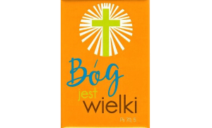 Magnes z tekstem biblijnym: Bóg jest wielki Ps 70,5