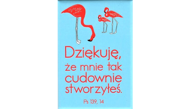 Magnes z tekstem biblijnym: Dziękuję, że mnie tak cudownie stworzyłeś