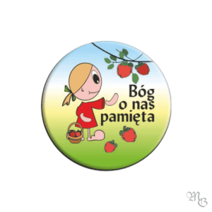 Znaczek Button BÓG O NAS PAMIĘTA